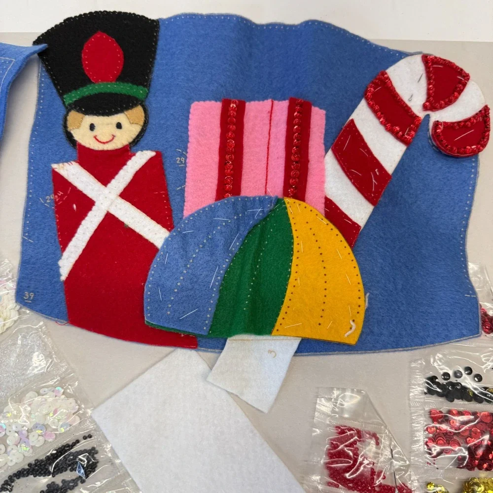 Vintage 1991 Bucilla Chock Full of Toys Jumbo Felt Stocking Kit 82913 Red